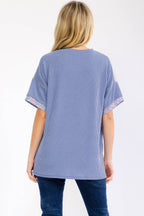 Floral Patchwork Short Sleeve Top T6396