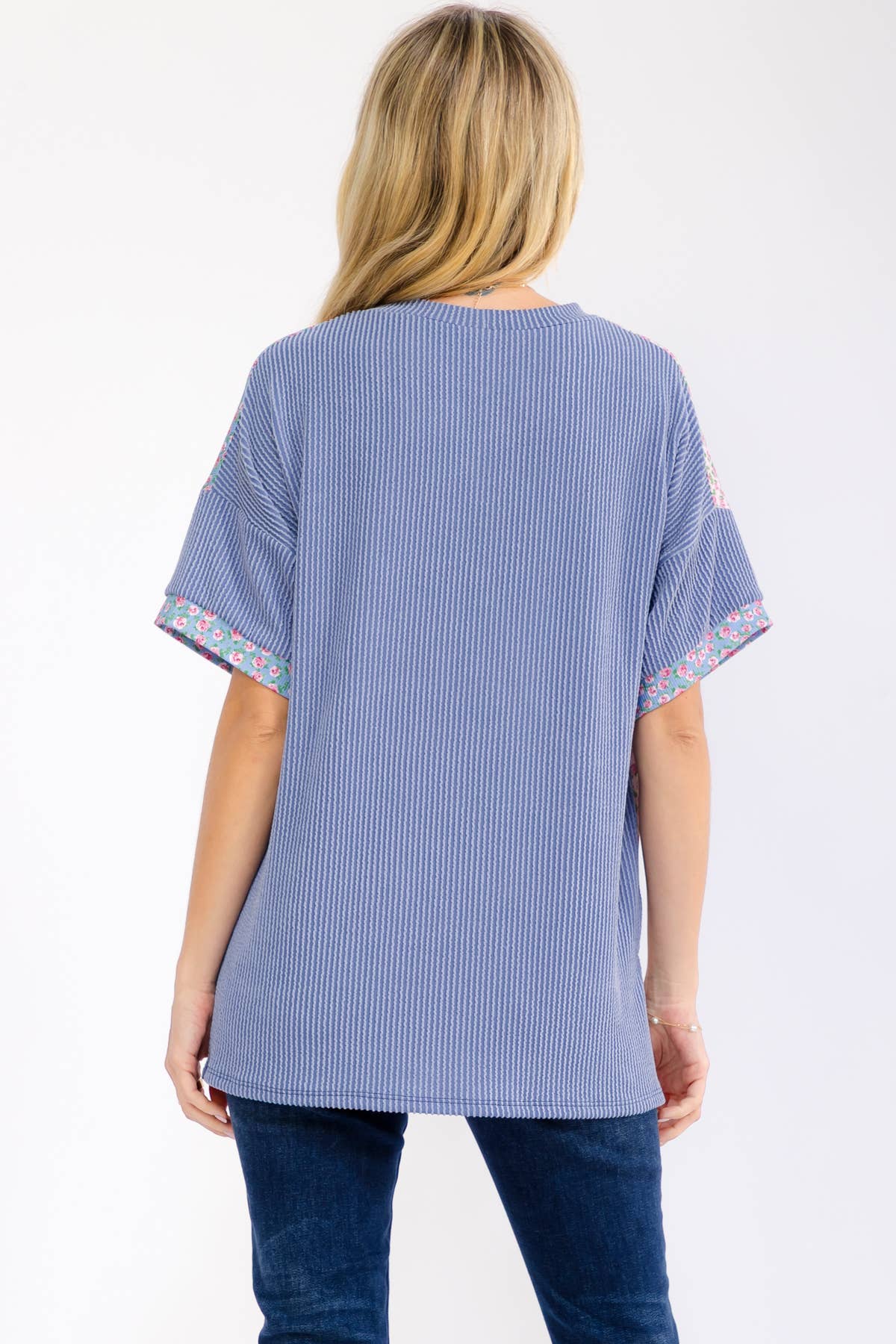 Floral Patchwork Short Sleeve Top T6396