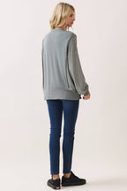 Stripe Contrast Pullover Top T6114