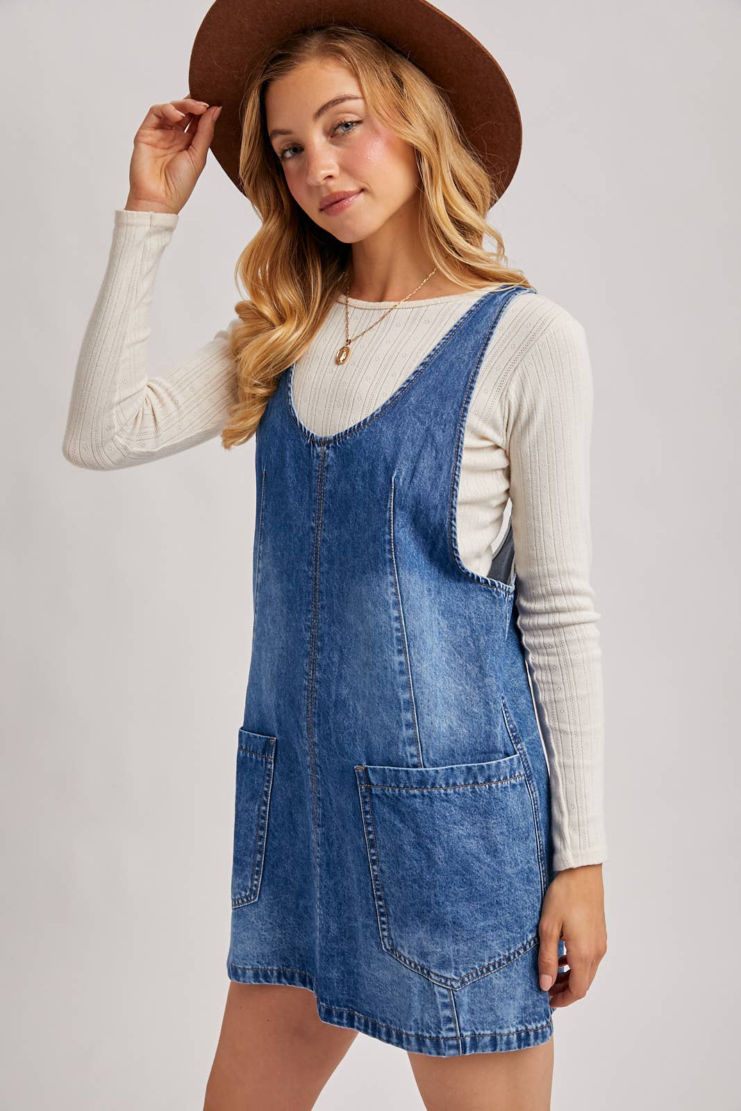 Denim Washed Overall Dress