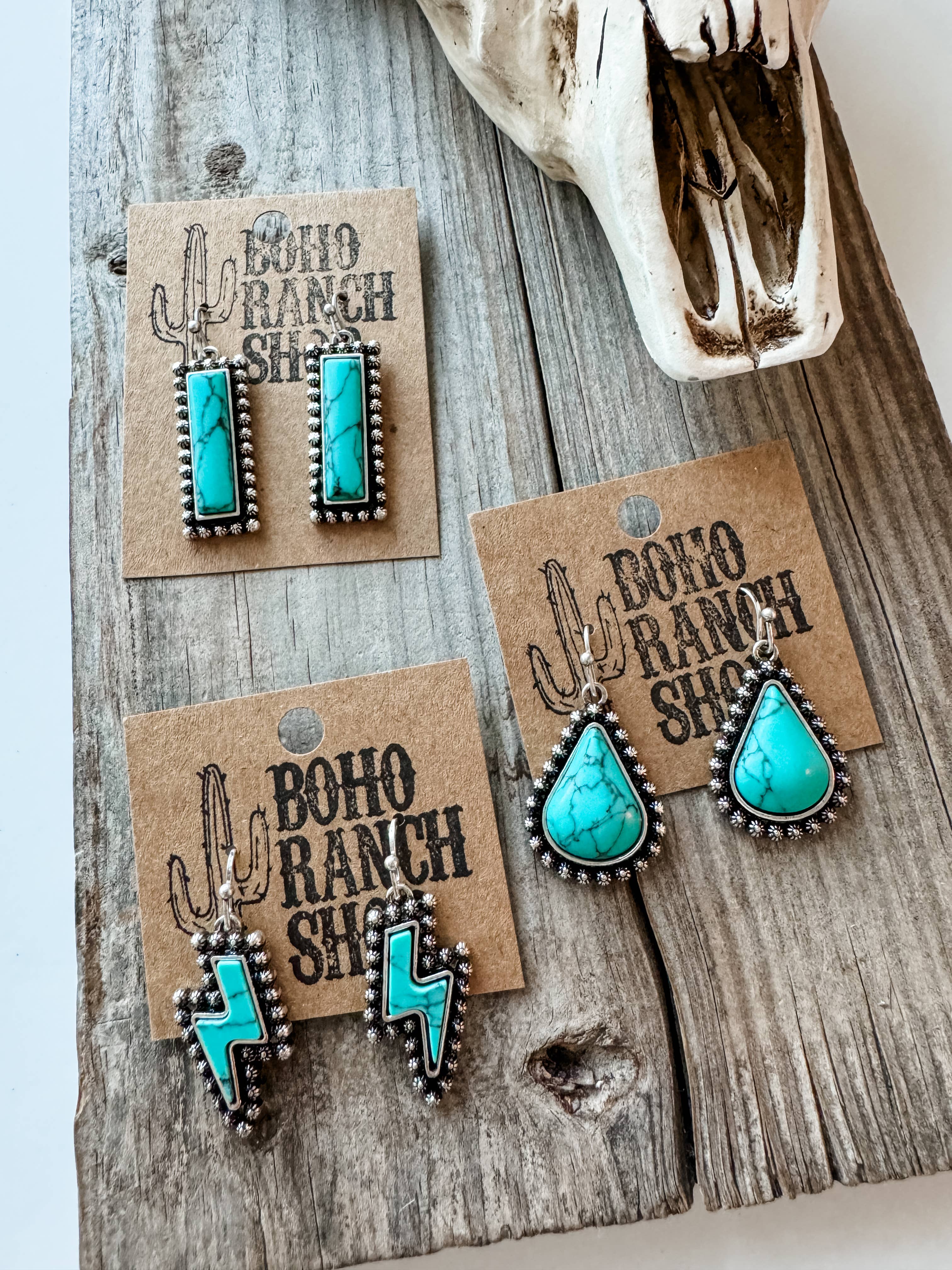 Western Hand Stone Stud Earrings