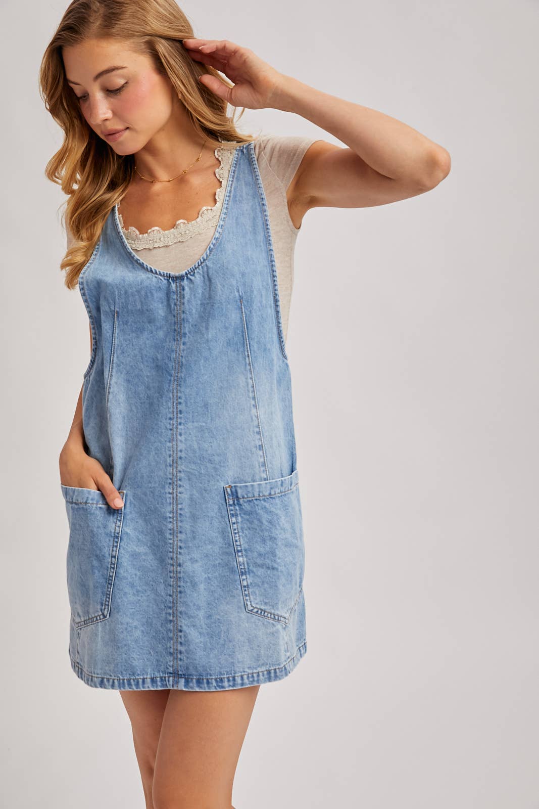 Denim Washed Overall Dress