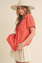 8286DK Zoie V-Neck Short Sleeve Top 6