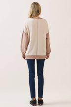 Color Block Contrast stitch pullover top T6161