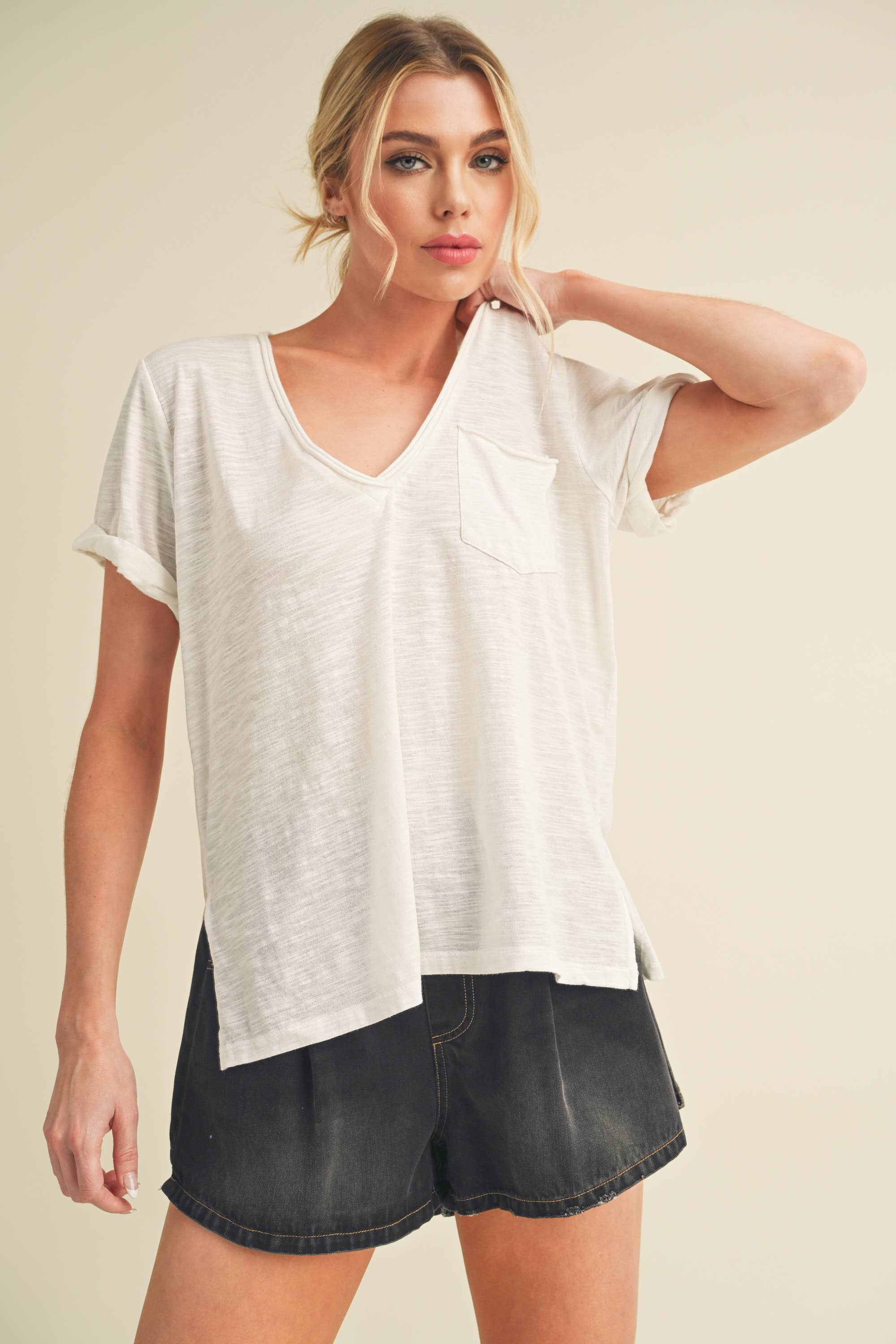 8286DK Zoie V-Neck Short Sleeve Top 6