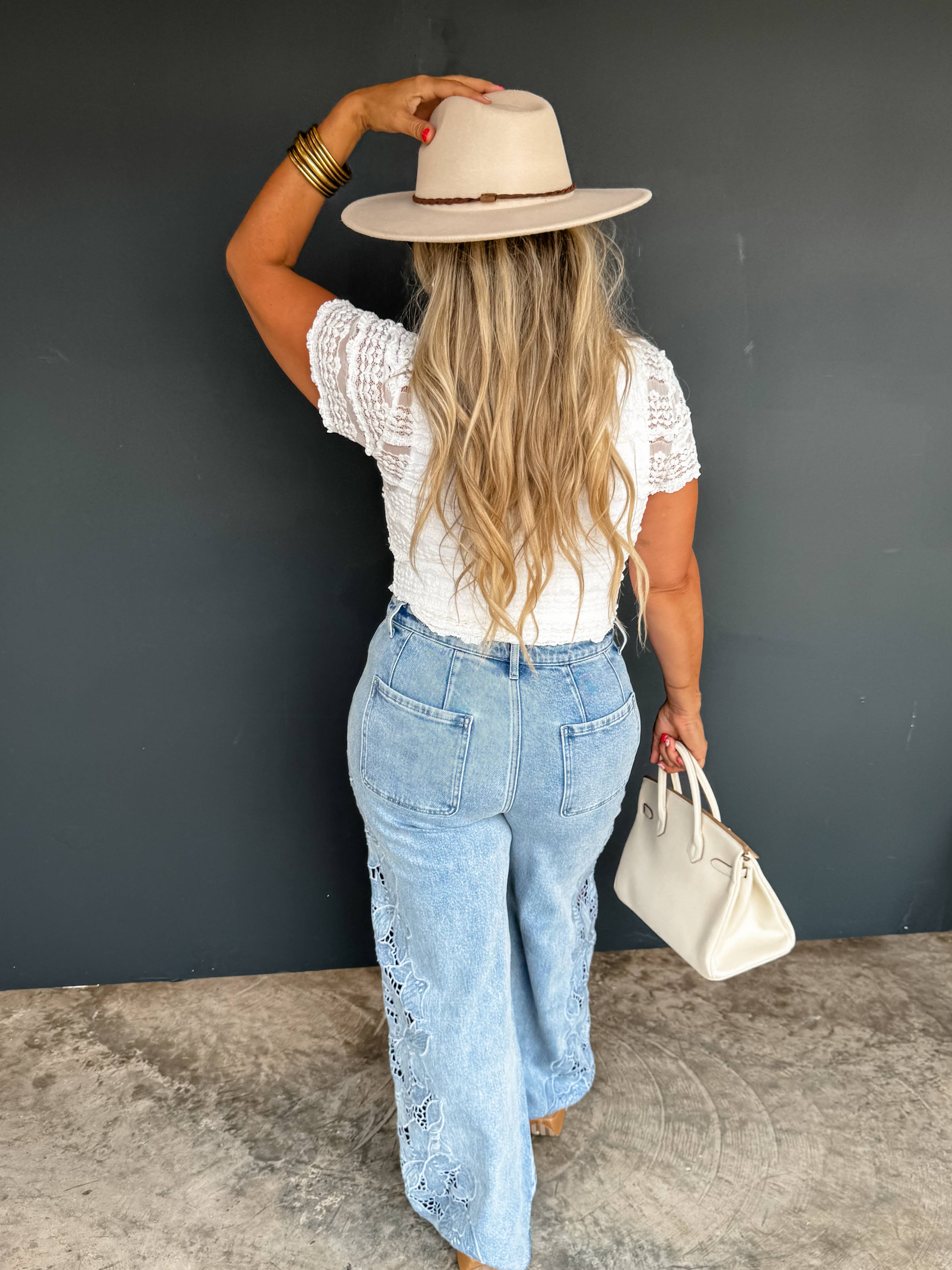 2ND CUT- FLORAL CHARM WIDE LEG JEAN