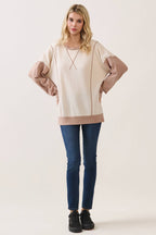 Color Block Contrast stitch pullover top T6161
