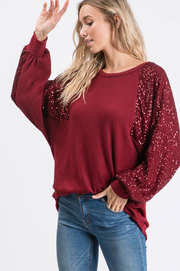 Sequin Sleeve Long Sleeve