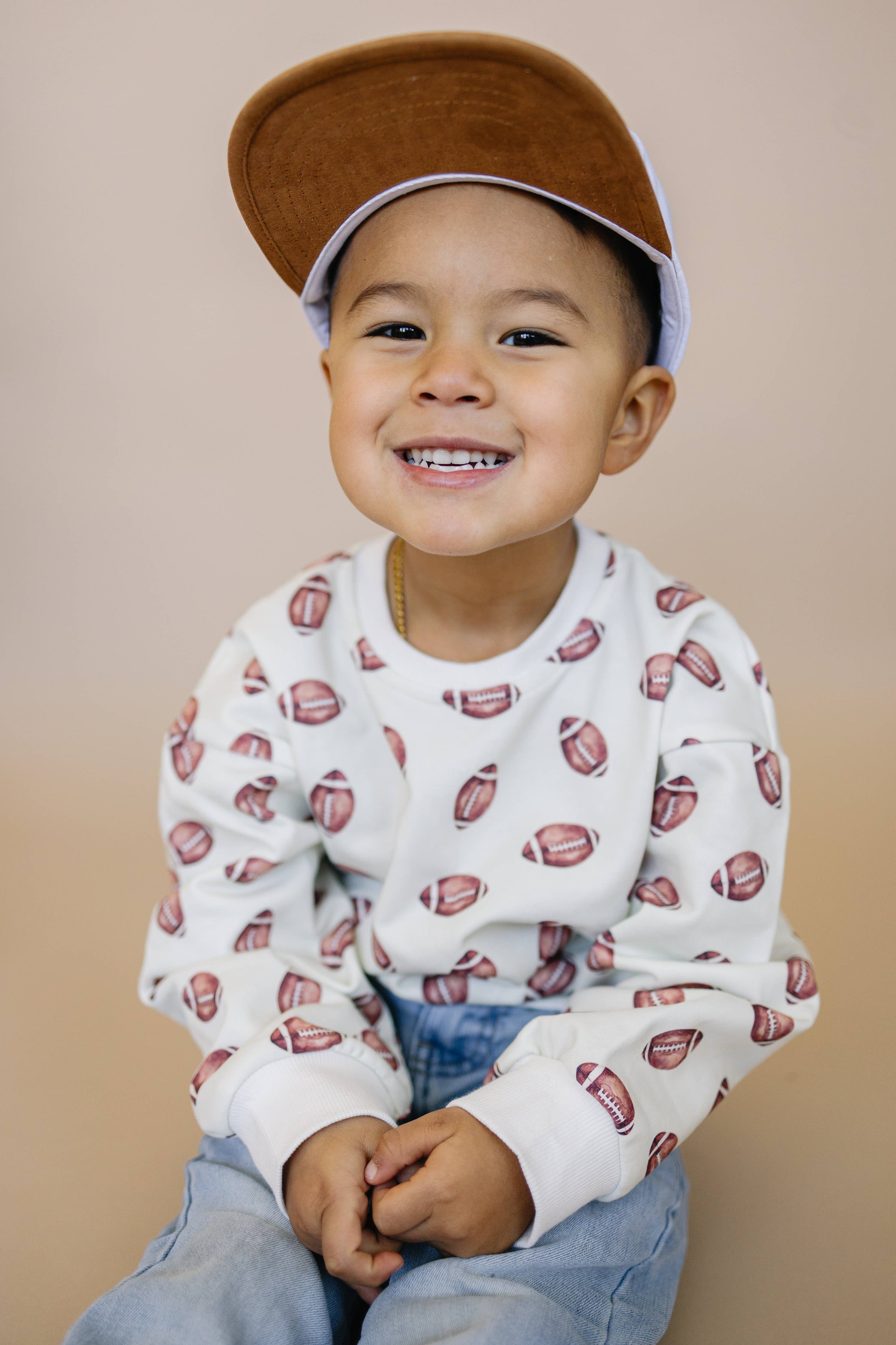 Football Print Cotton Crewneck