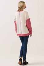 Color Block Contrast stitch pullover top T6161