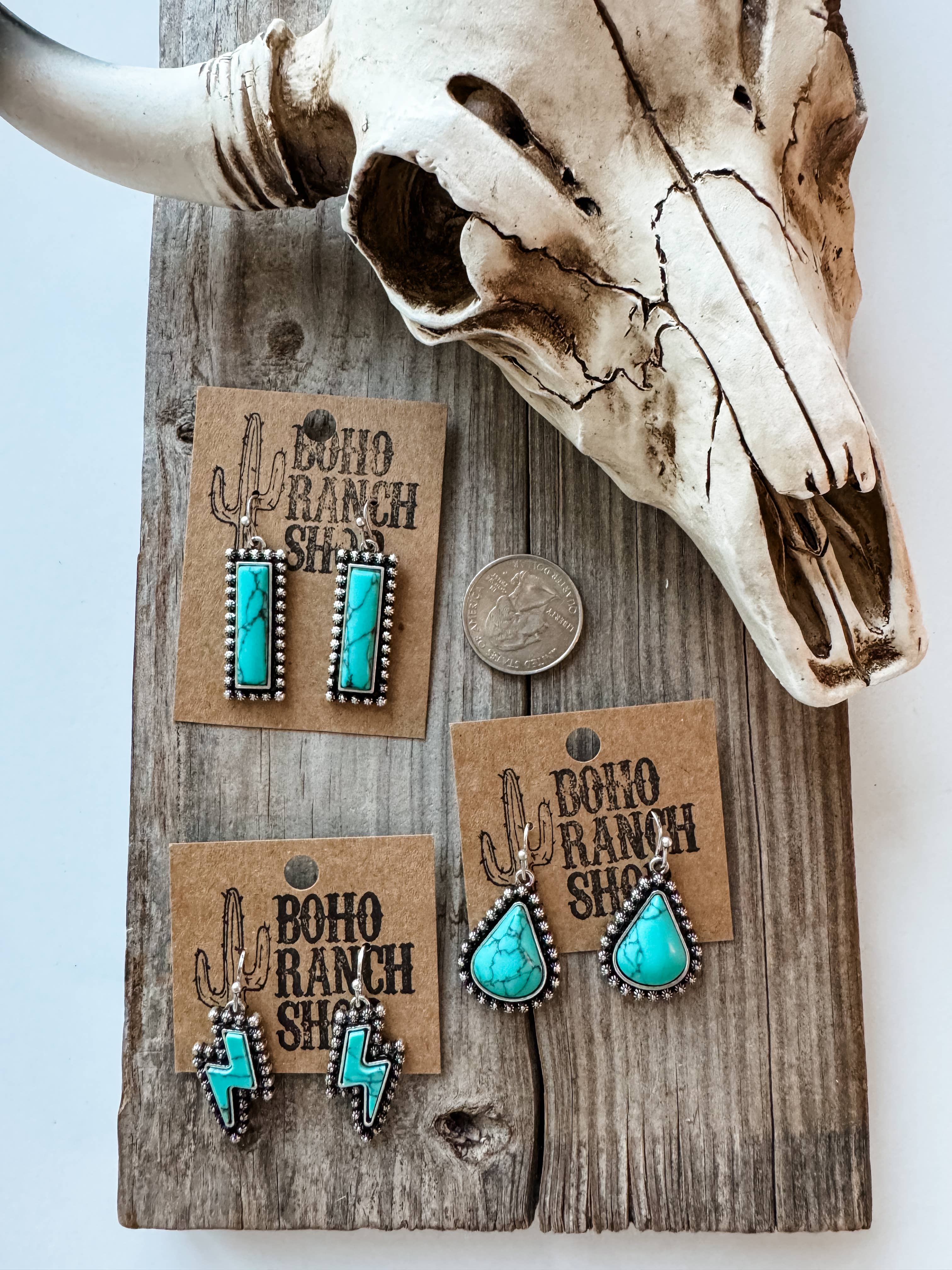 Western Hand Stone Stud Earrings