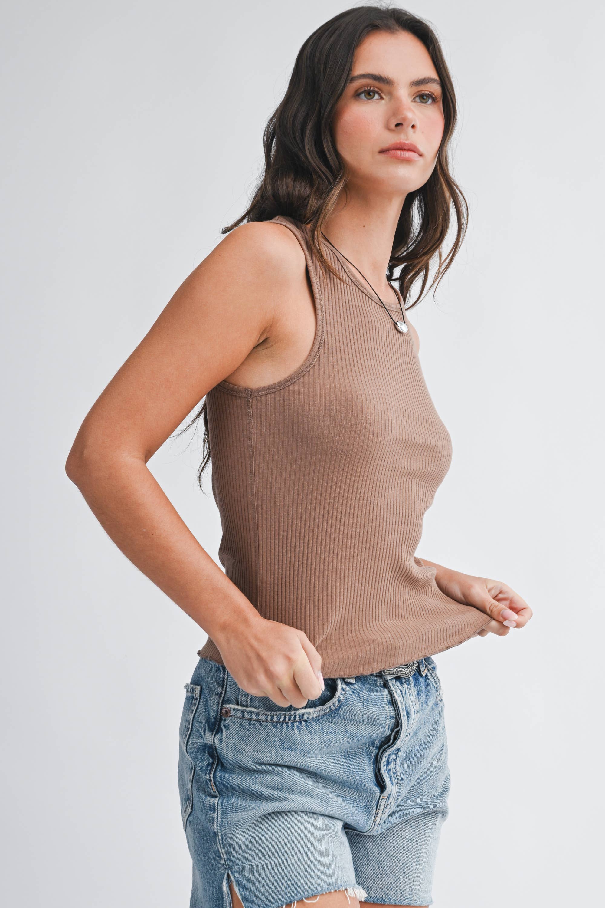 8636HN Ribbed Scoop Neck Tank Top