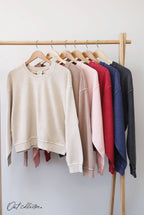 PREMIUM BASIC Cropped Thermal Vintage Pullover