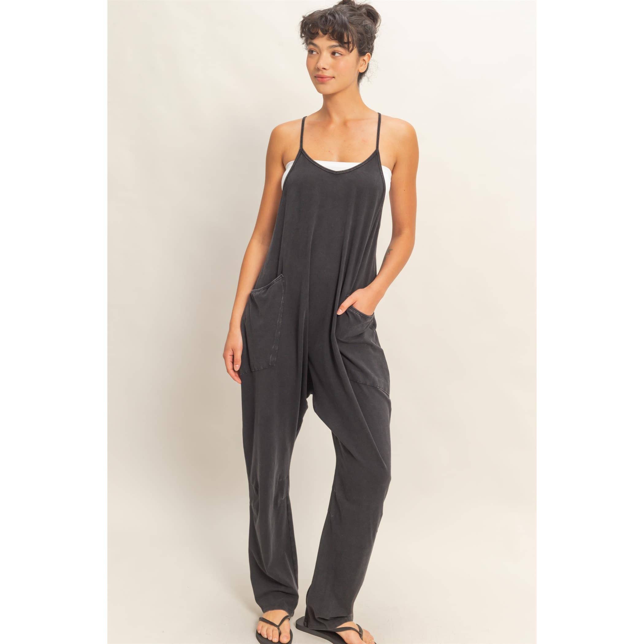 Mineral Wash Spaghetti Strap Jumpsuit