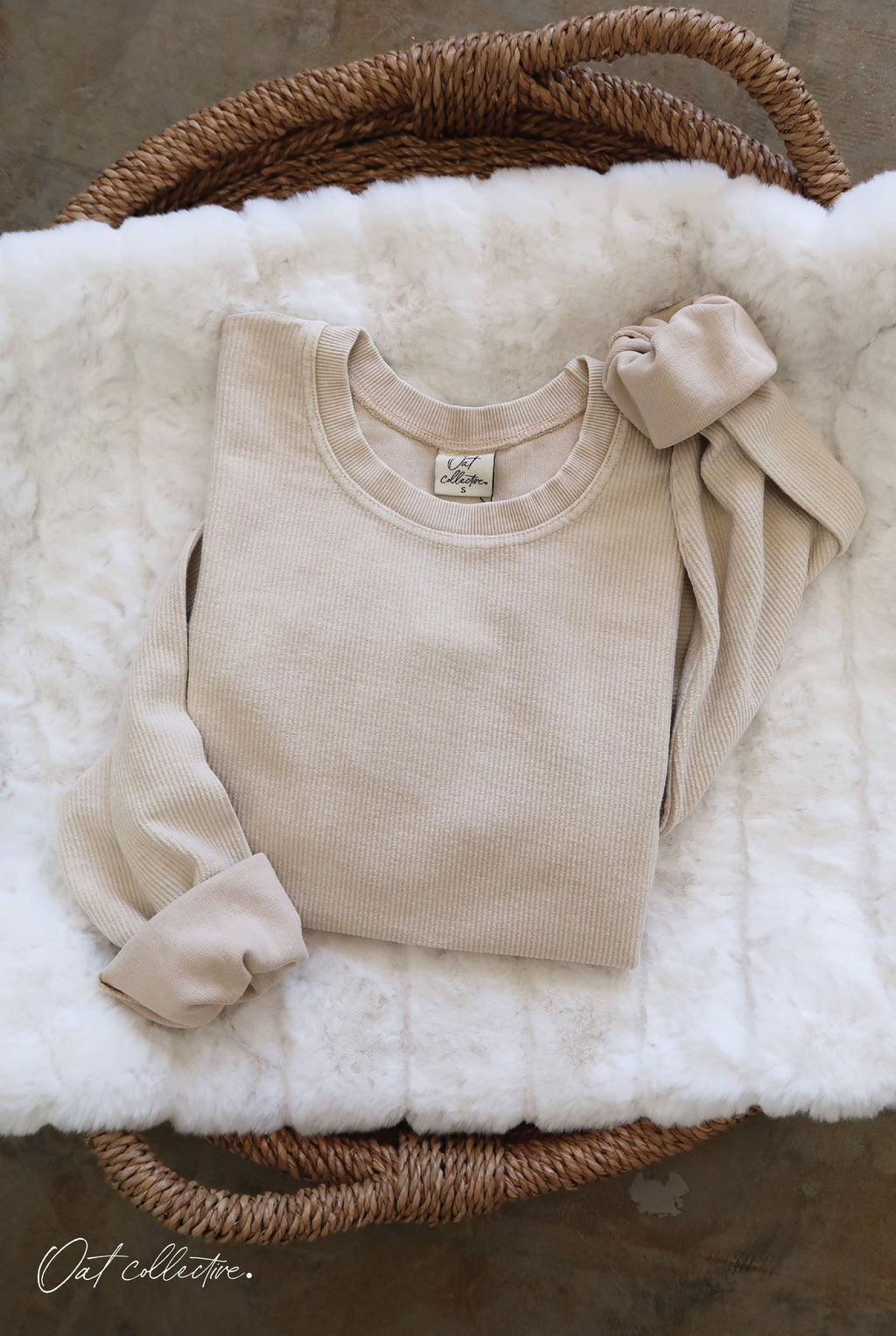 PREMIUM BASIC Cropped Thermal Vintage Pullover