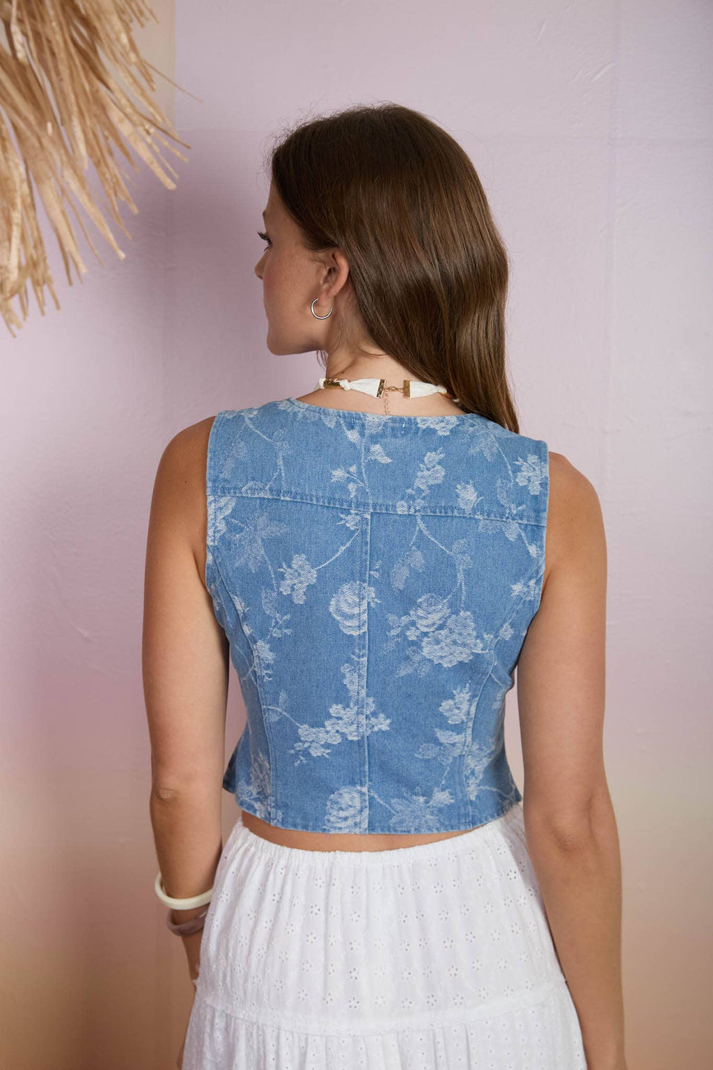 Floral Button Down Vest