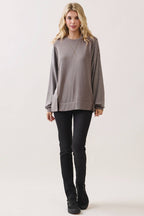 Stripe Contrast Pullover Top T6114