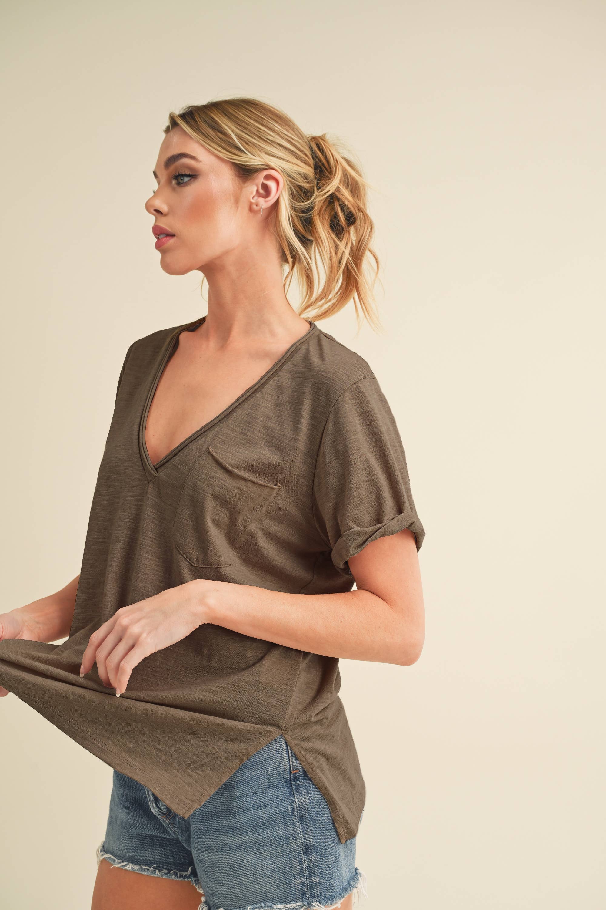 8286DK Zoie V-Neck Short Sleeve Top 6