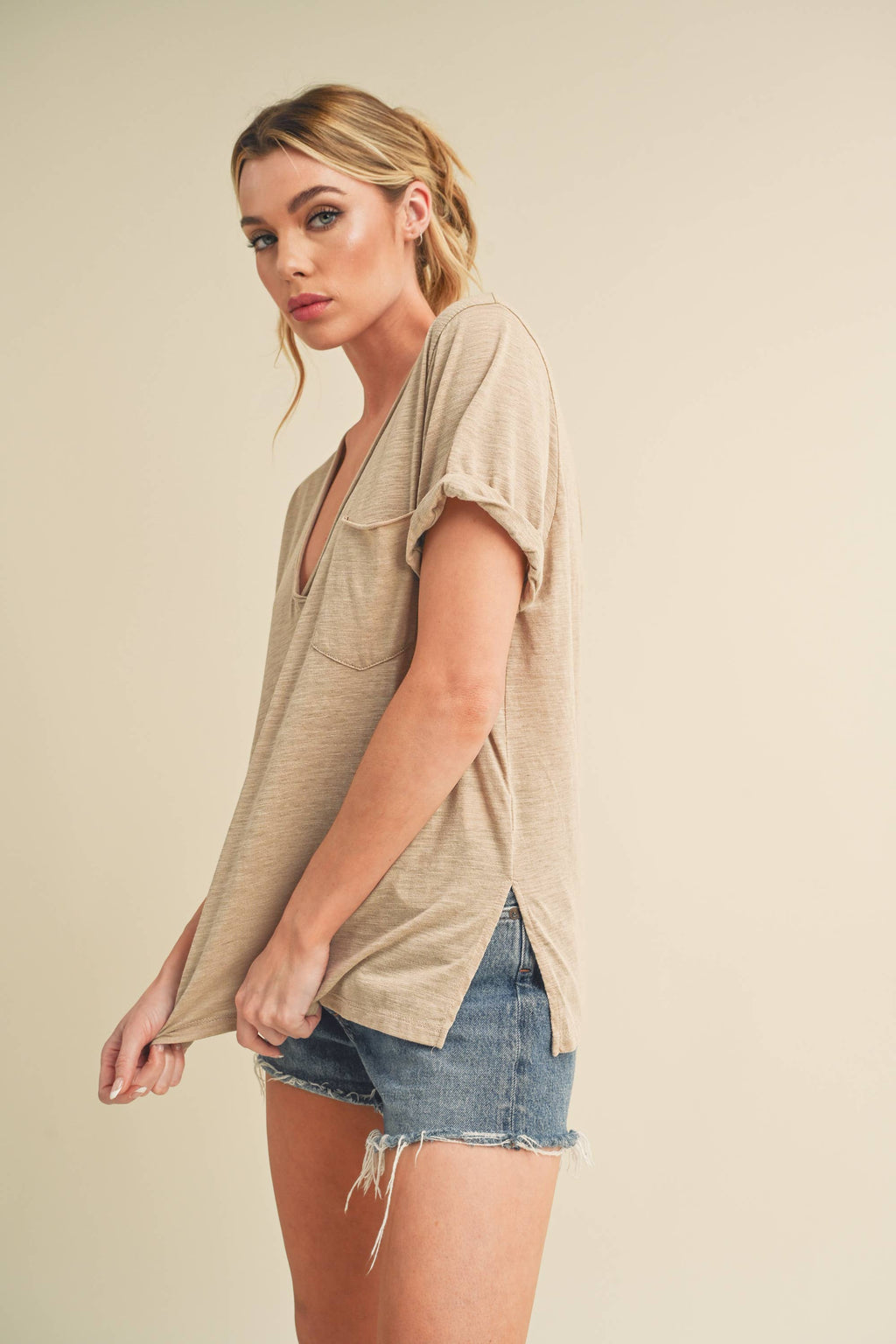 8286DK Zoie V-Neck Short Sleeve Top 6