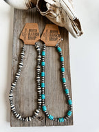 Western Navajo Style Pearl with Stone Necklace