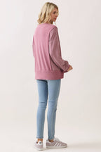 Stripe Contrast Pullover Top T6114