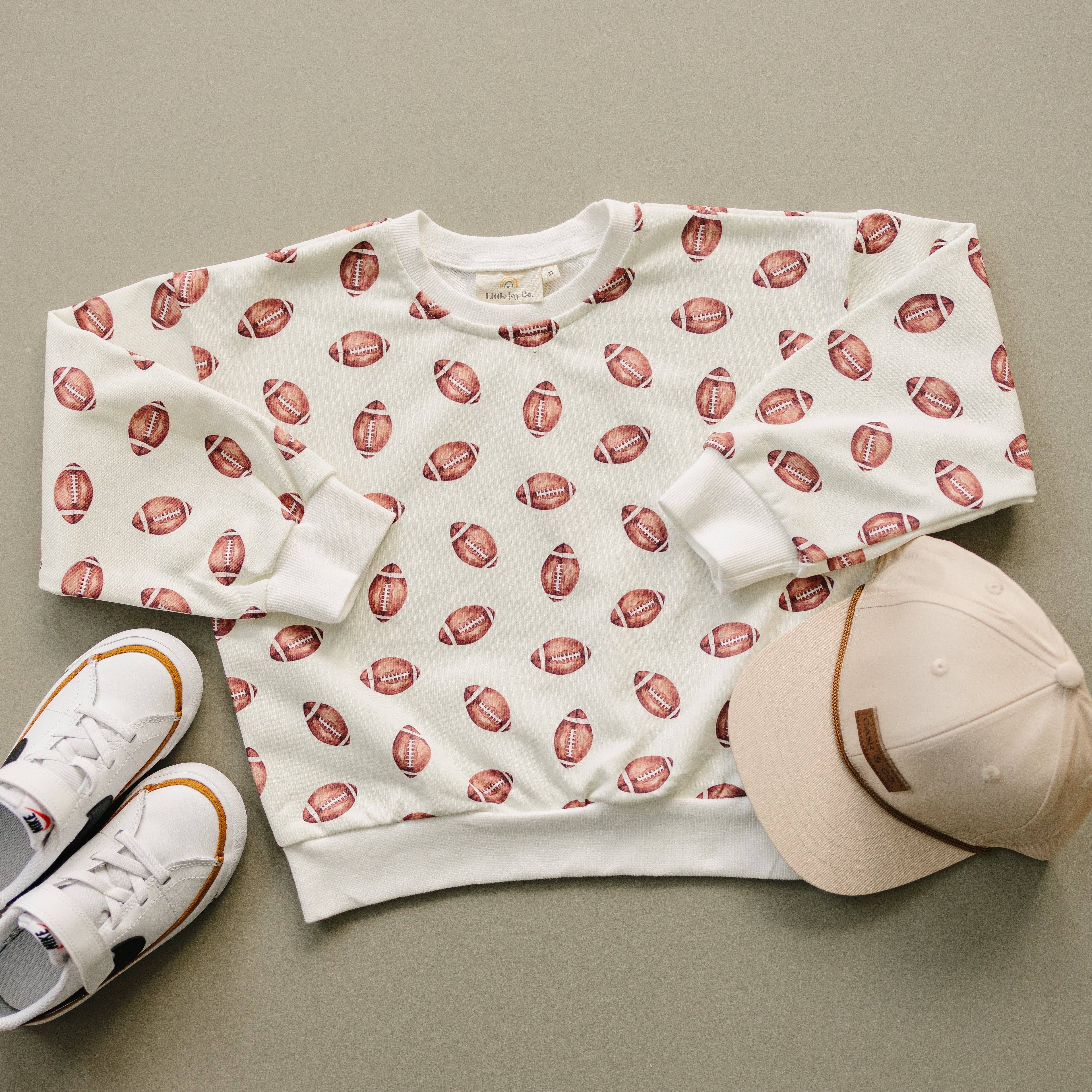Football Print Cotton Crewneck
