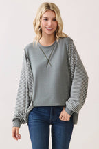 Stripe Contrast Pullover Top T6114