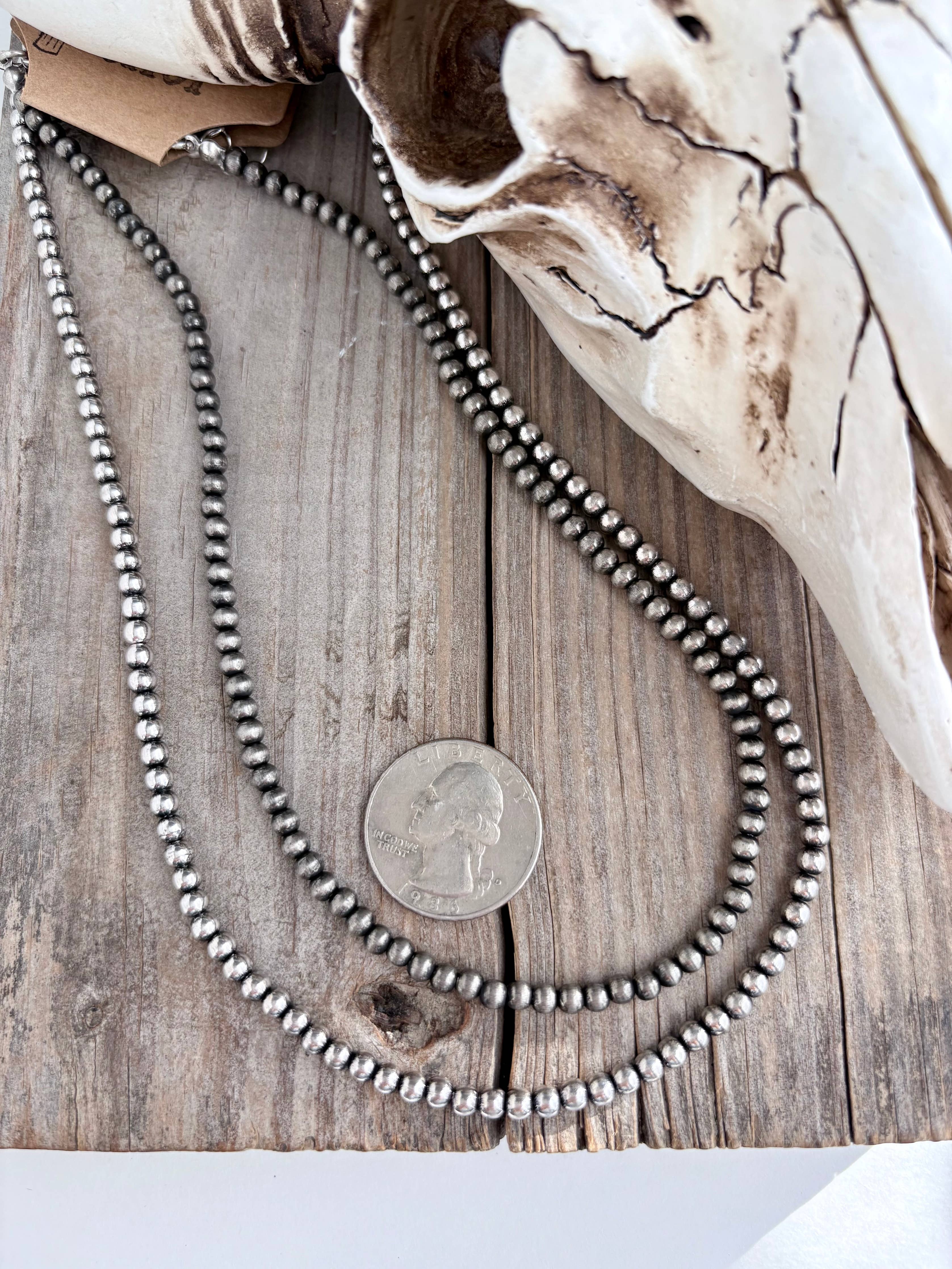 3mm Western Style Navajo Pearl Bead Necklace