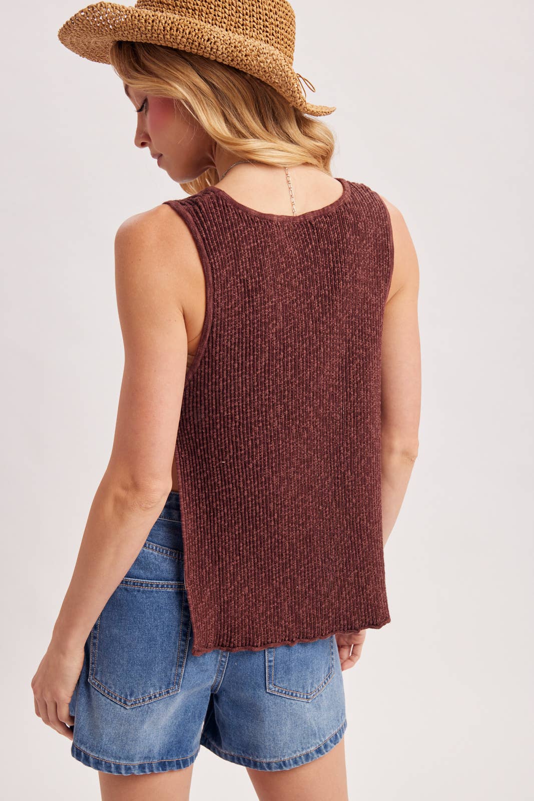Ribbed Knit Open-side Top