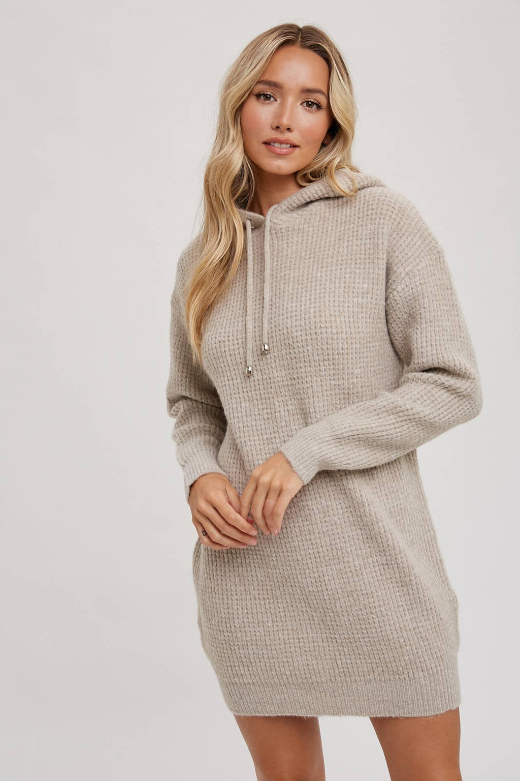 CHUNKY WAFFLE HOODIE TUNIC DRESS