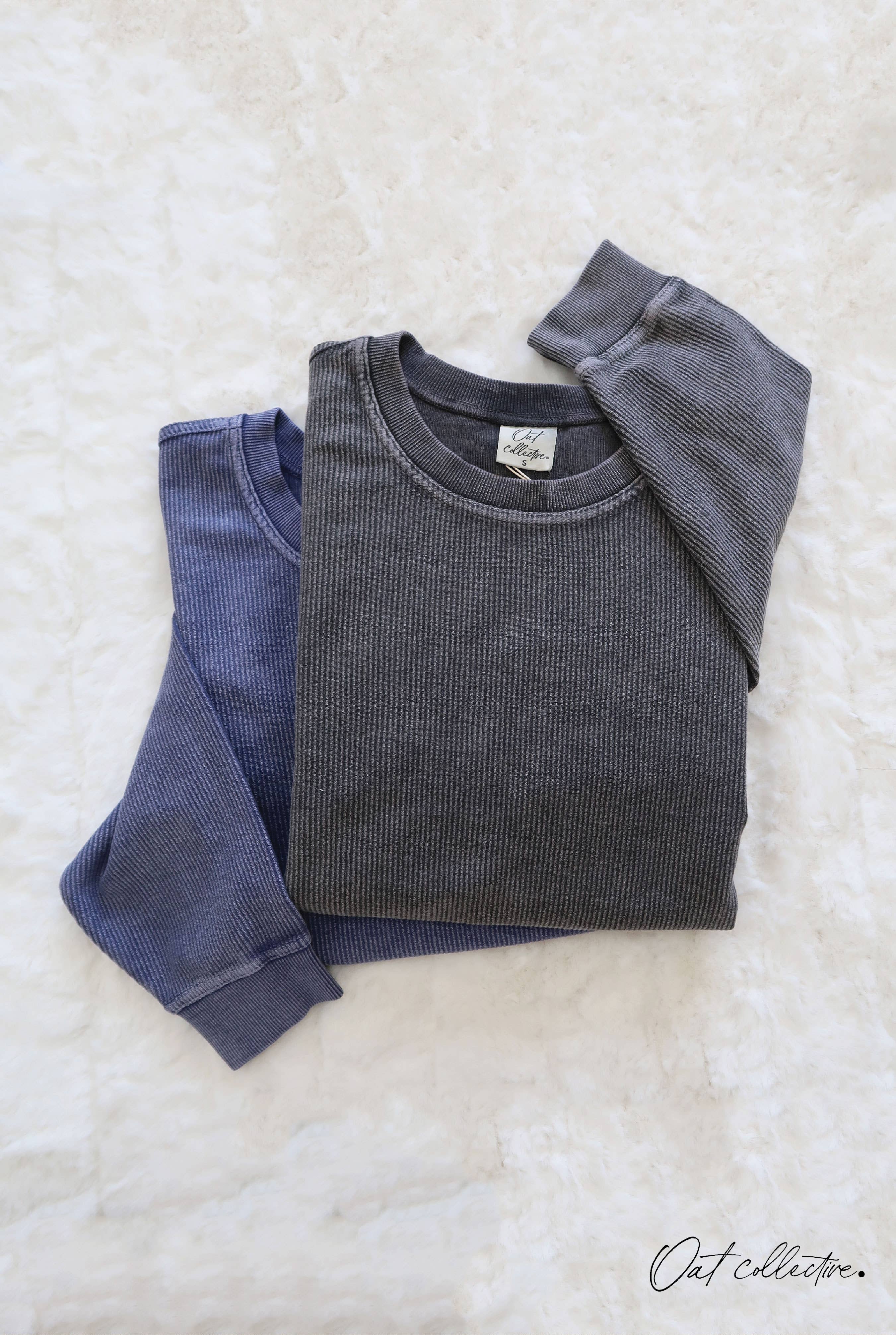 PREMIUM BASIC Cropped Thermal Vintage Pullover