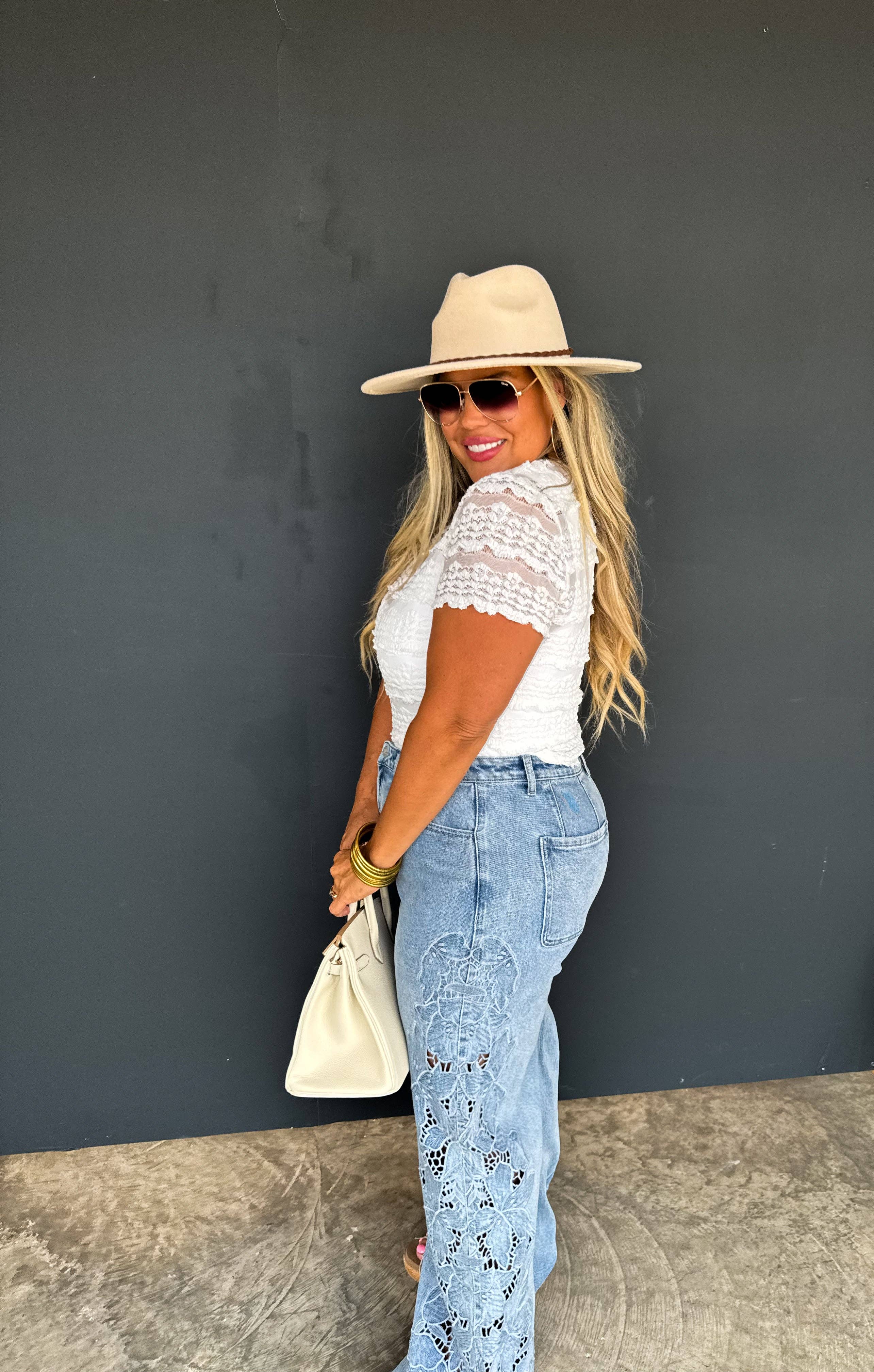 2ND CUT- FLORAL CHARM WIDE LEG JEAN