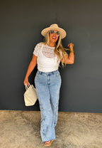 2ND CUT- FLORAL CHARM WIDE LEG JEAN