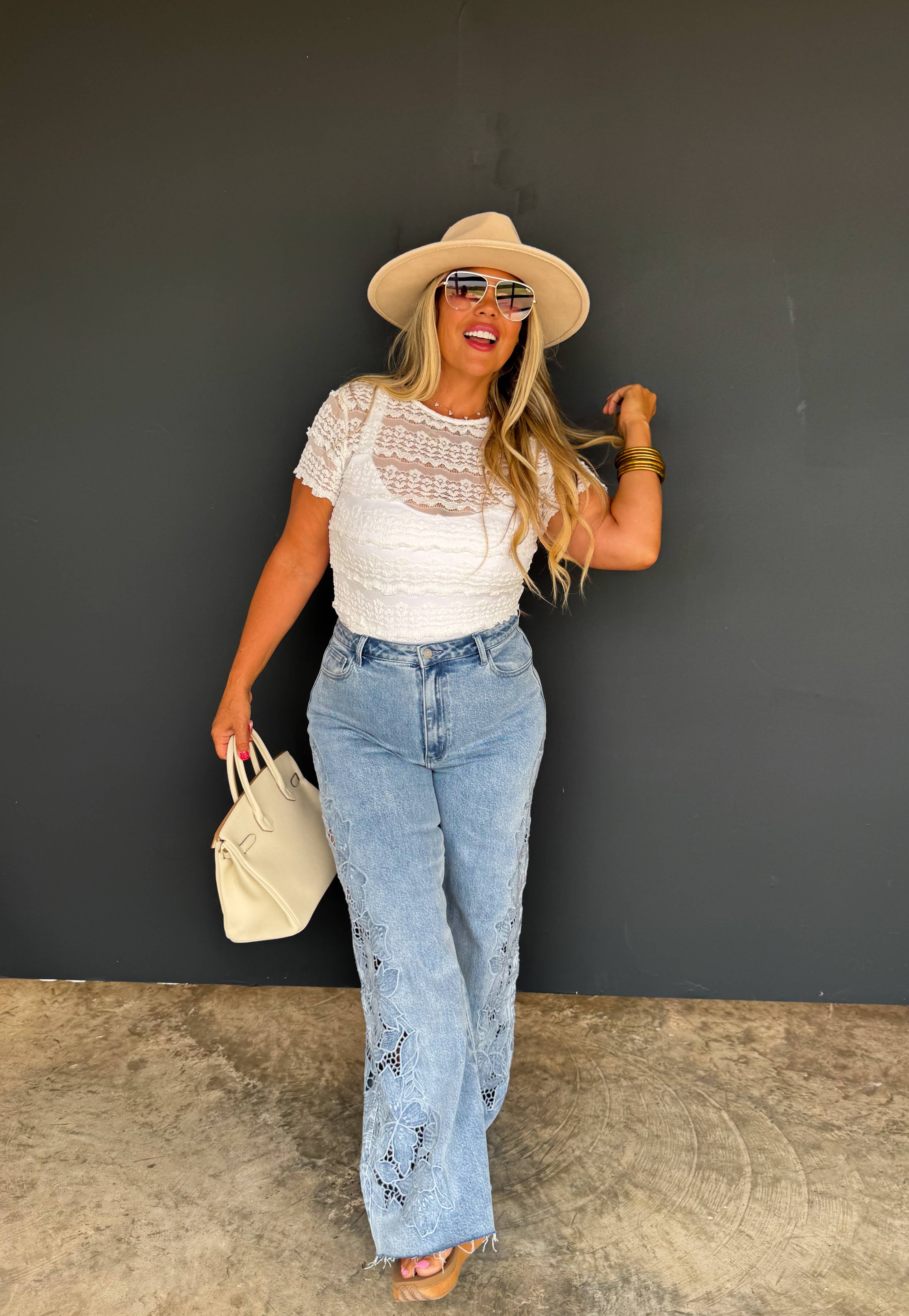 2ND CUT- FLORAL CHARM WIDE LEG JEAN