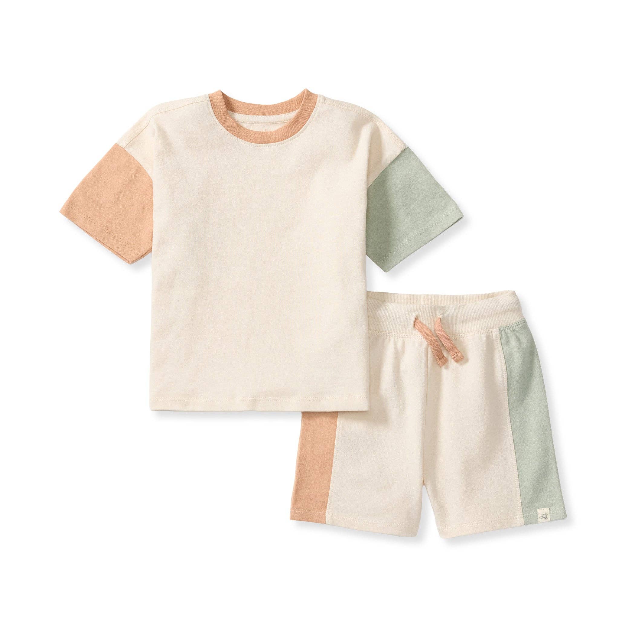Color Blocked Tee & Shorts Set