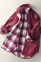 Plaid Lined Corduroy Flannel Shacket