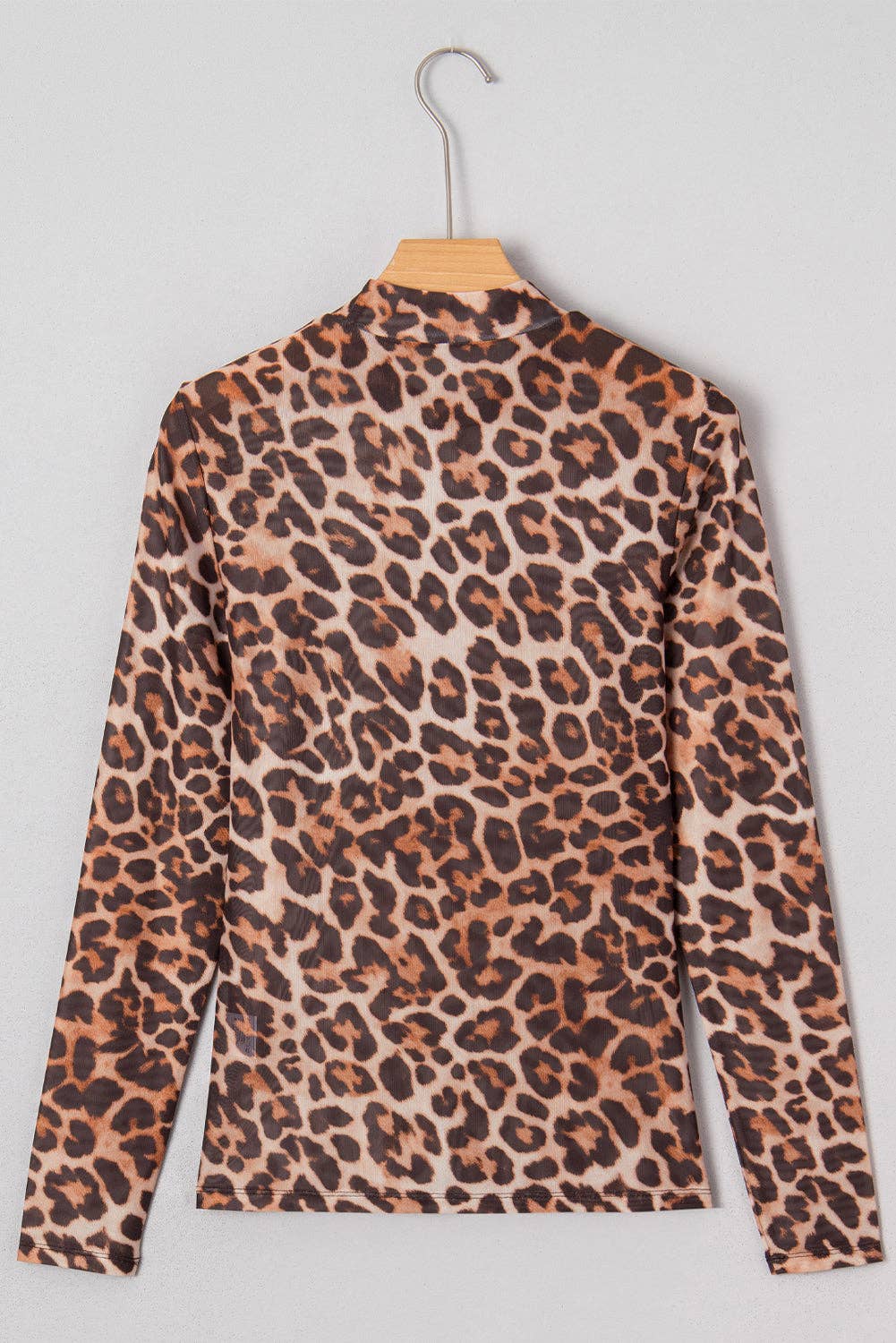 Blakely Leopard Mock Neck Long Sleeve Mesh Top