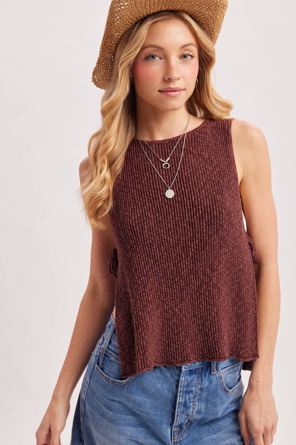 Ribbed Knit Open-side Top