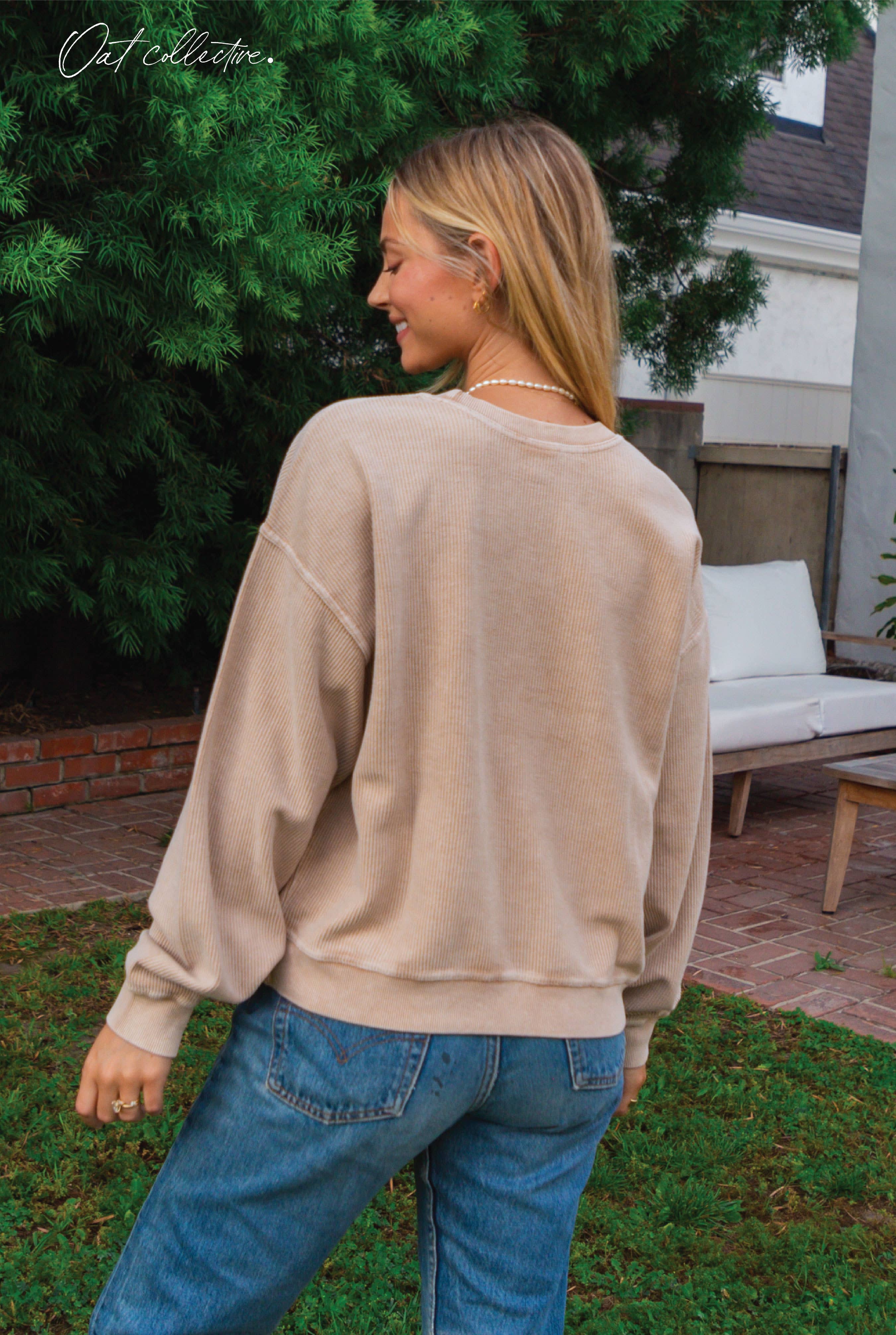 PREMIUM BASIC Cropped Thermal Vintage Pullover