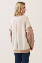 Color Block Contrast stitch pullover top T6161