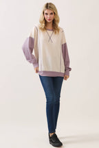 Color Block Contrast stitch pullover top T6161