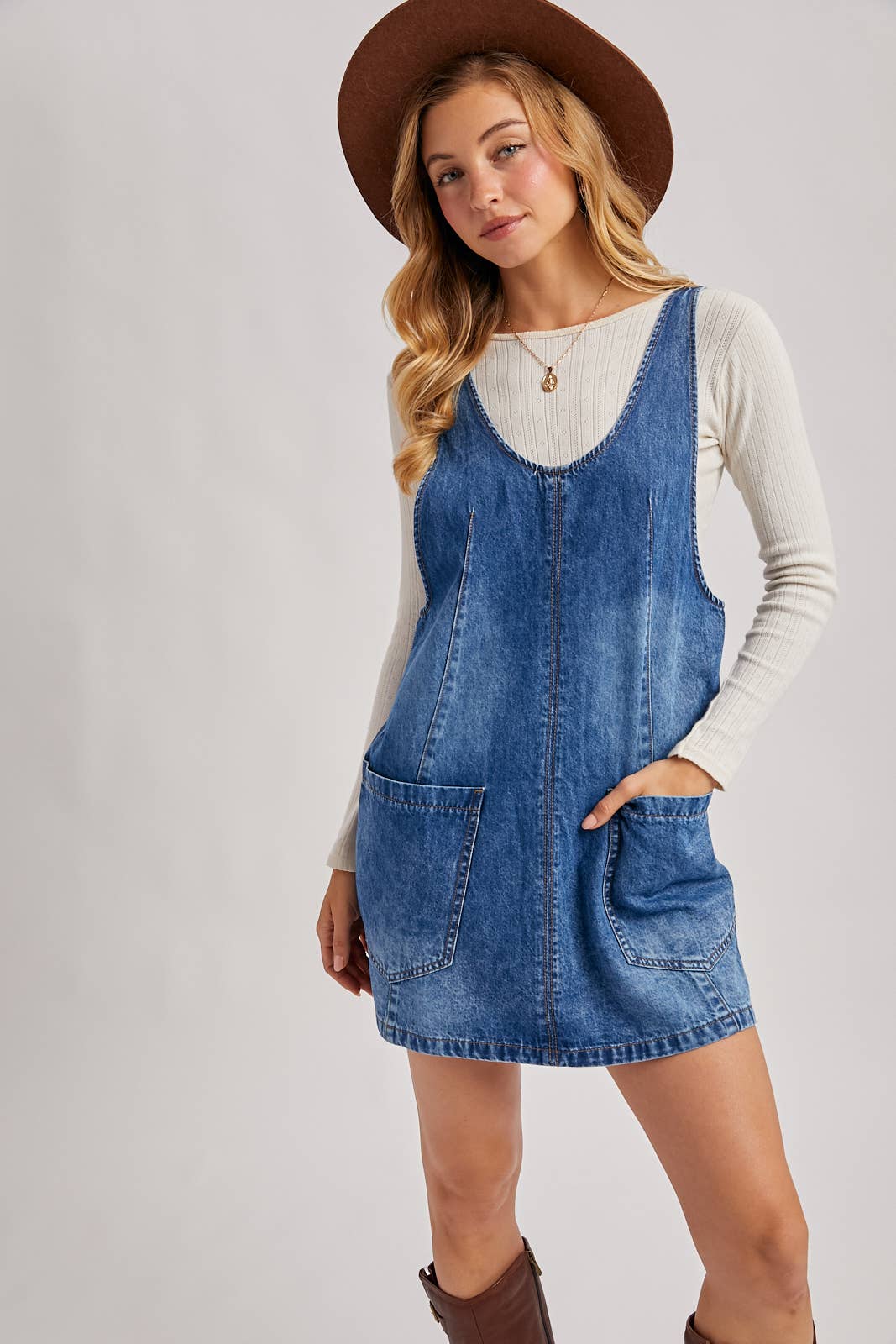Denim Washed Overall Dress