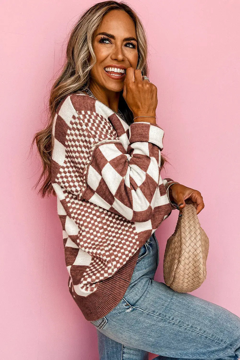 Khaki Checkered Sweater