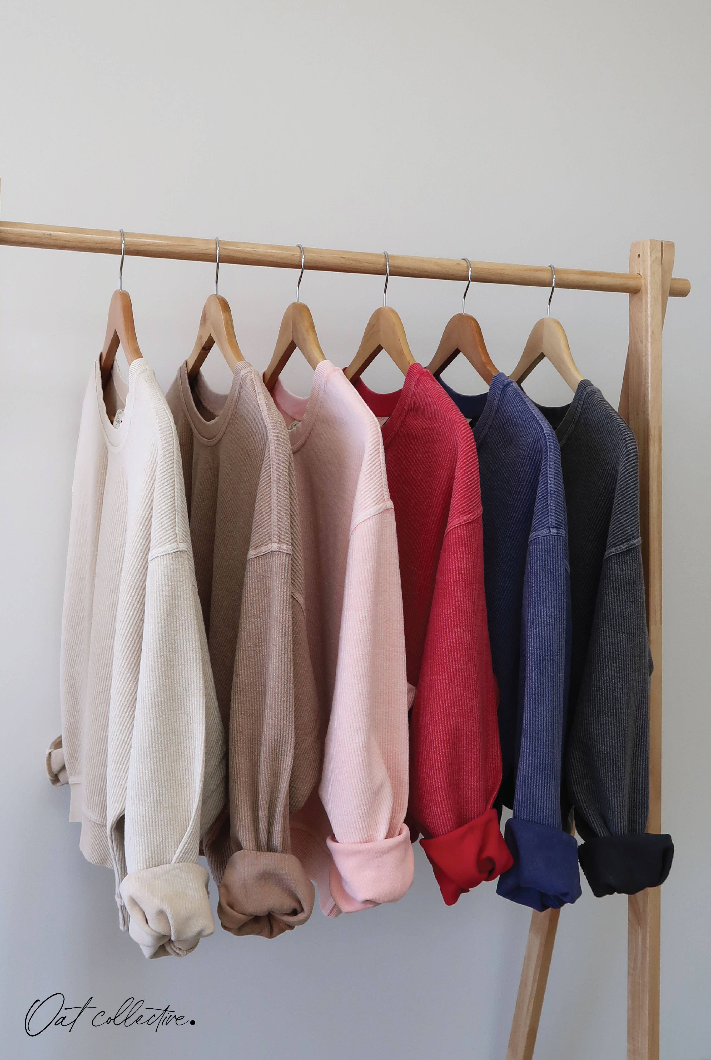PREMIUM BASIC Cropped Thermal Vintage Pullover
