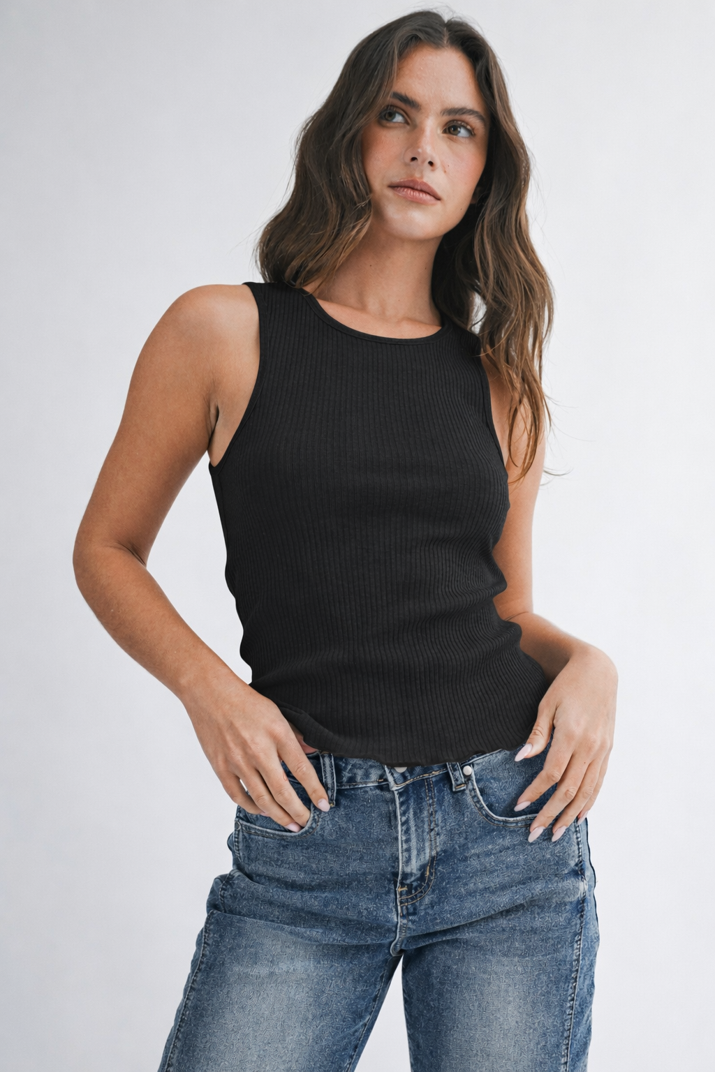 8636HN Ribbed Scoop Neck Tank Top