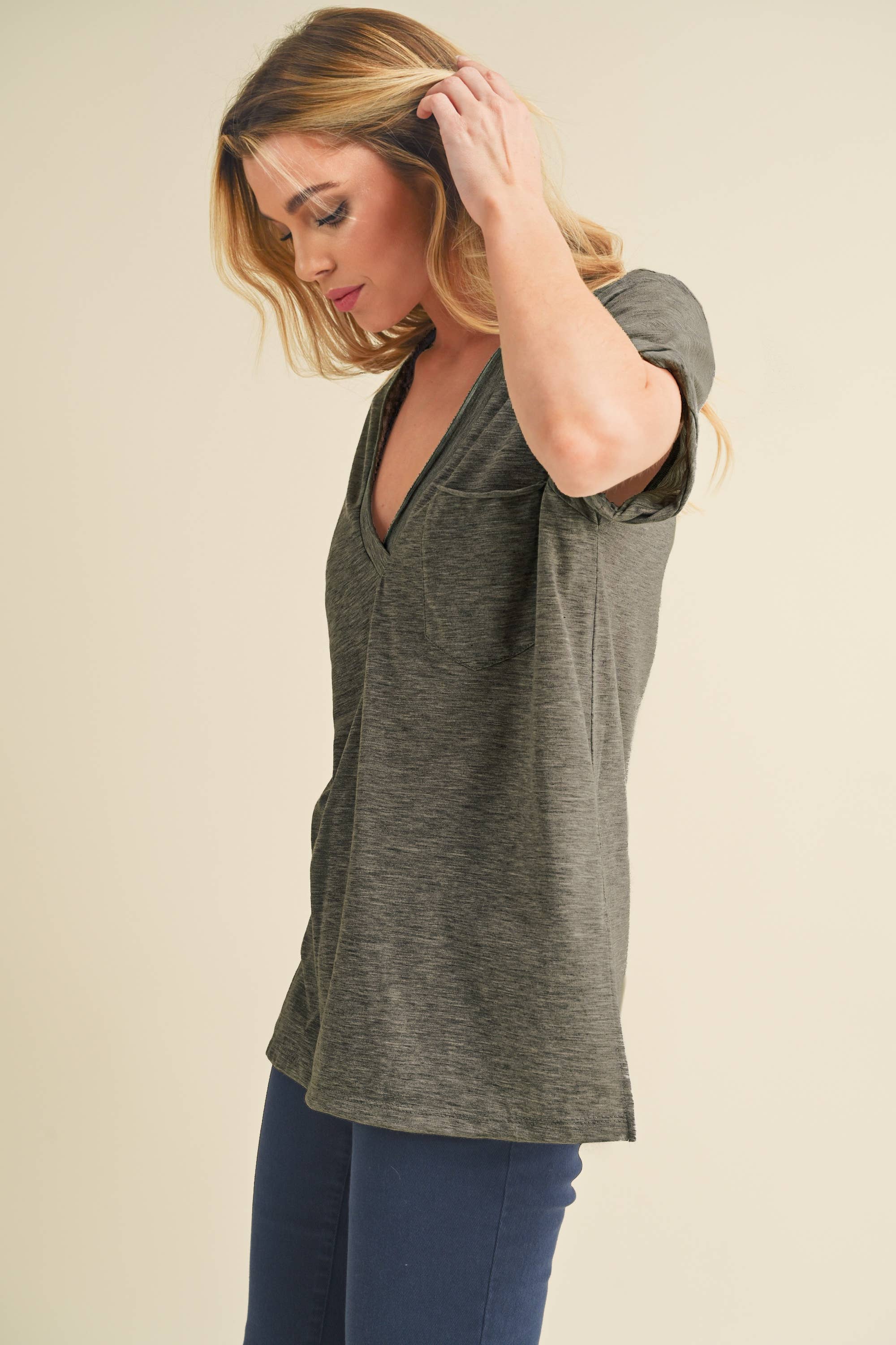 8286DK Zoie V-Neck Short Sleeve Top 6