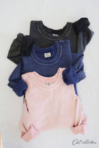 PREMIUM BASIC Cropped Thermal Vintage Pullover