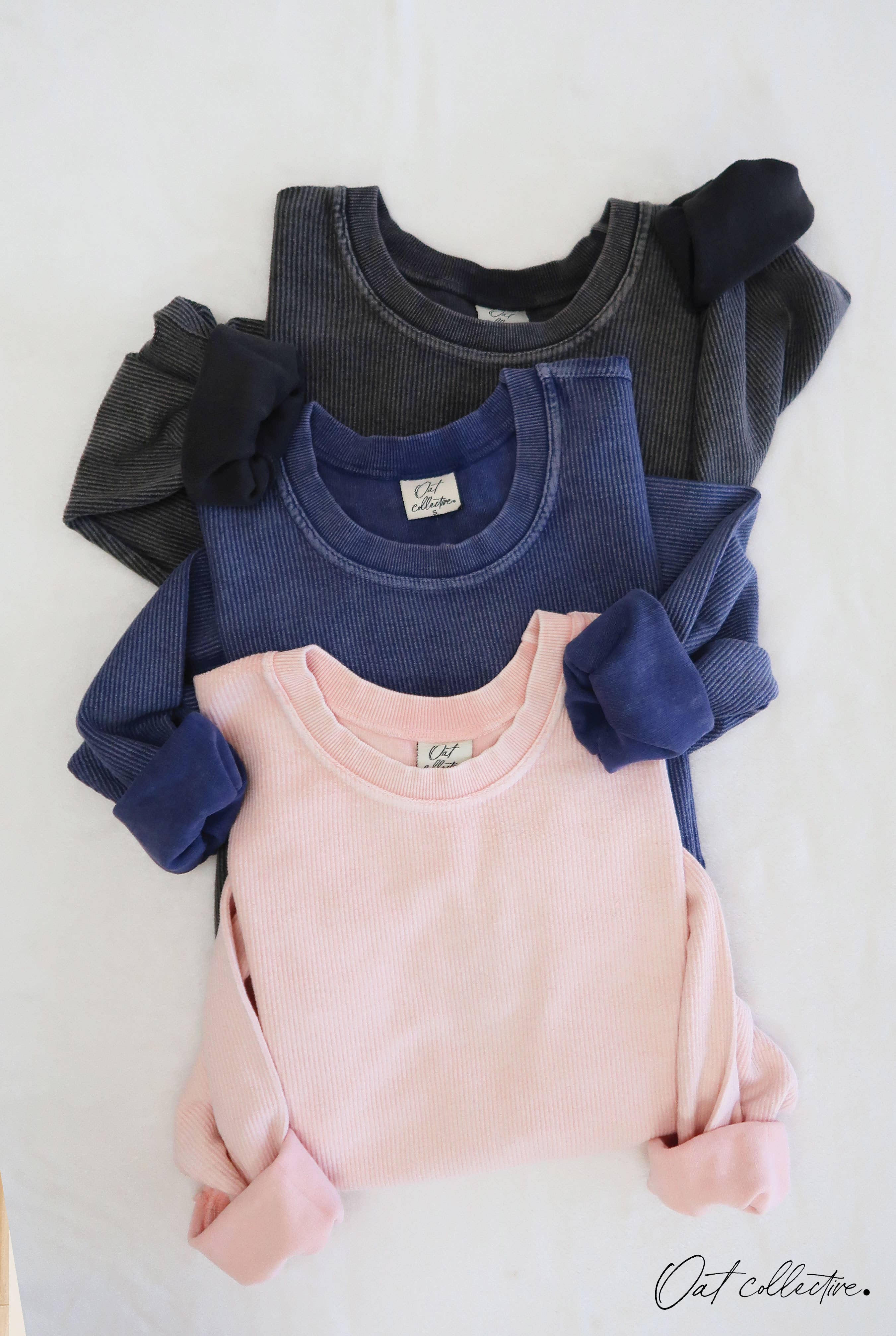 PREMIUM BASIC Cropped Thermal Vintage Pullover