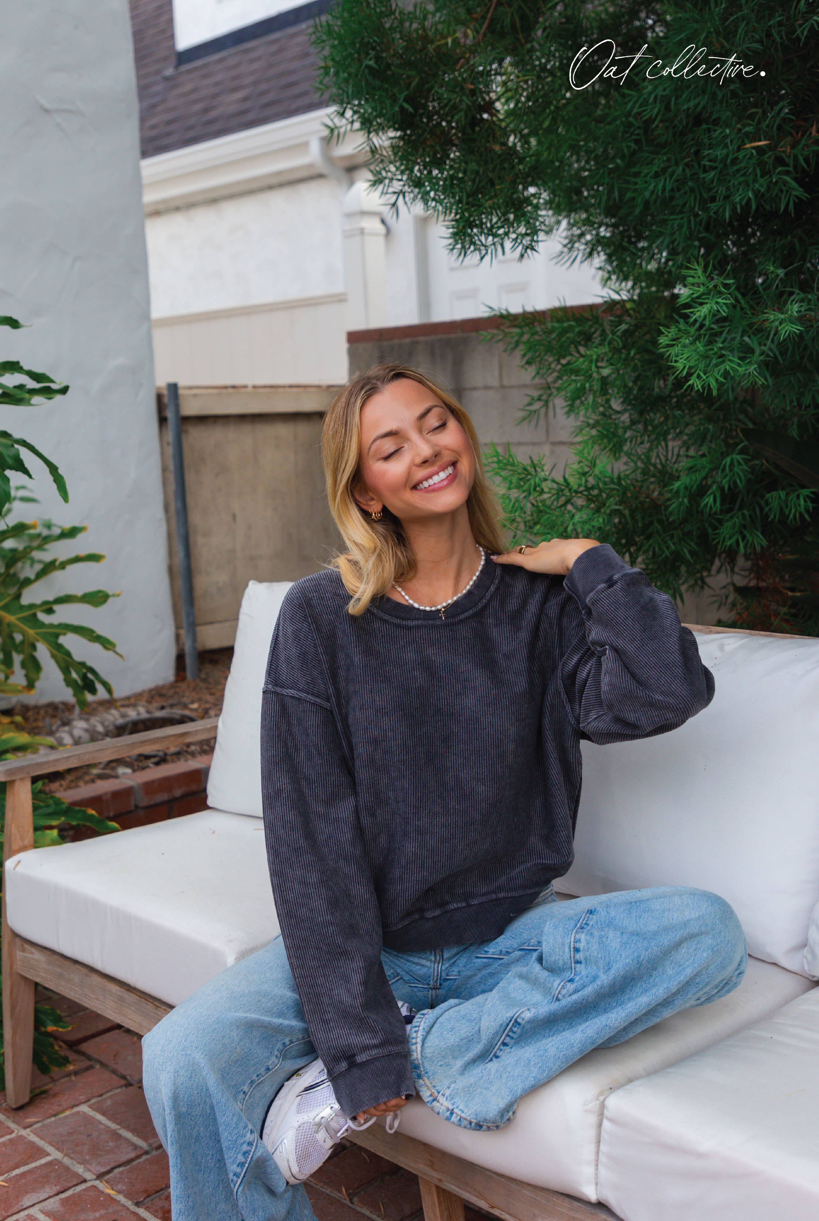 PREMIUM BASIC Cropped Thermal Vintage Pullover