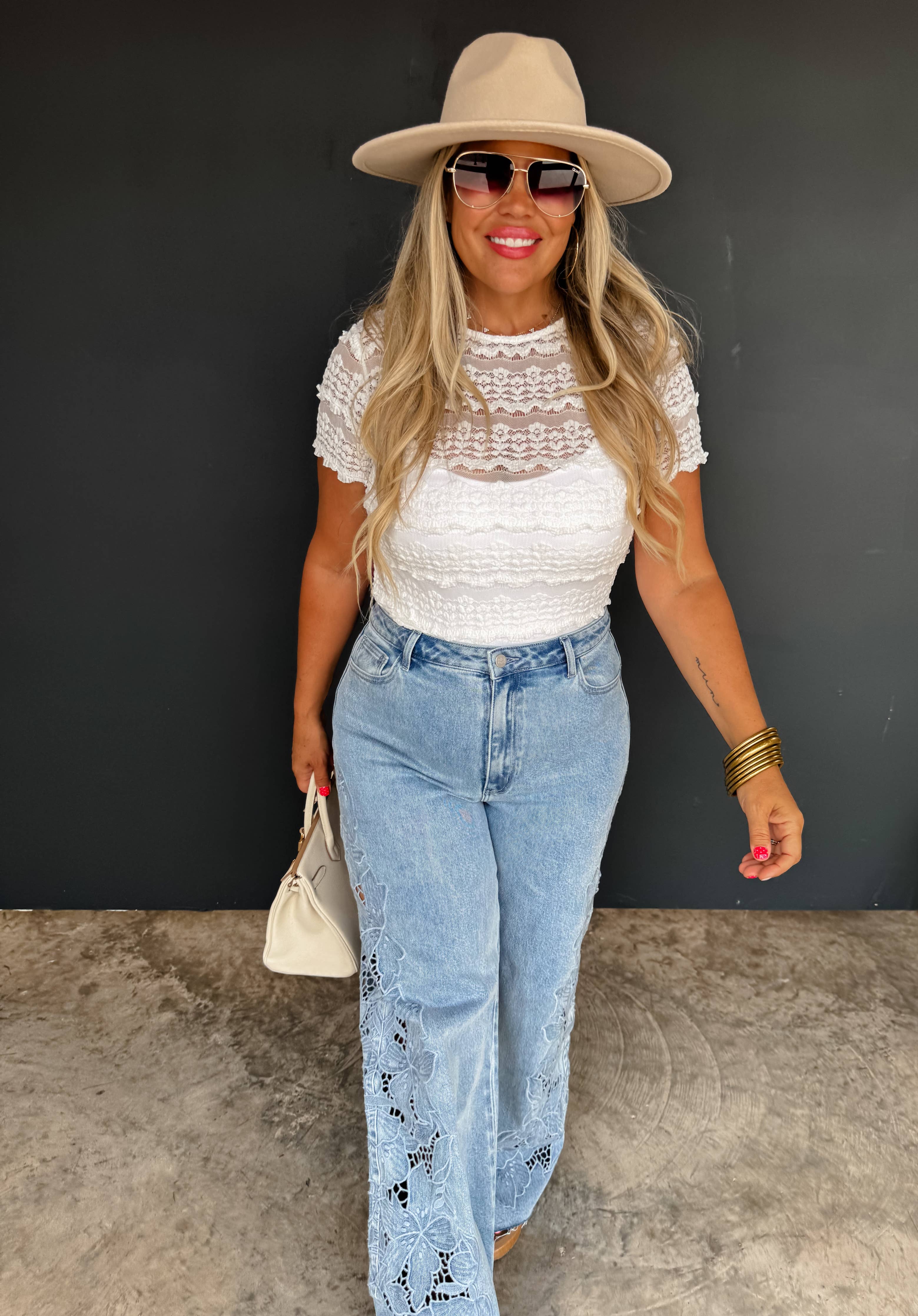 2ND CUT- FLORAL CHARM WIDE LEG JEAN